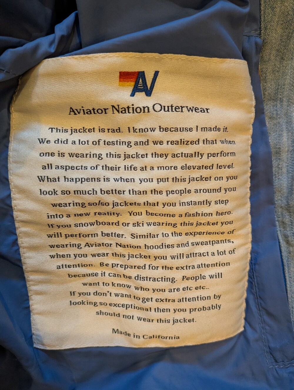 Aviator Nation Vintage Patch Denim Apres Puffer Size S - Picture 13 of 15